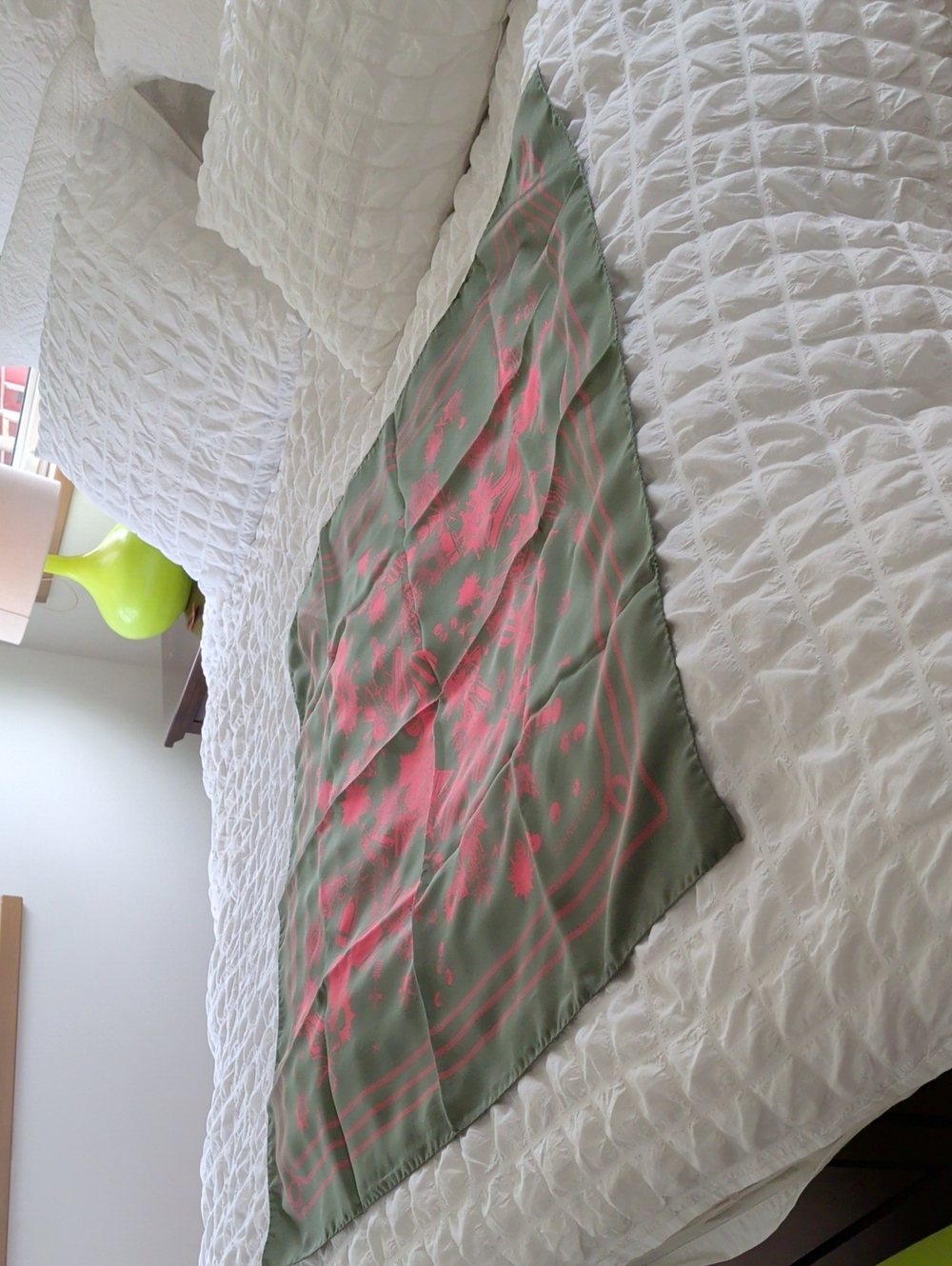 Silk Scarf - Khaki And Hot Pink